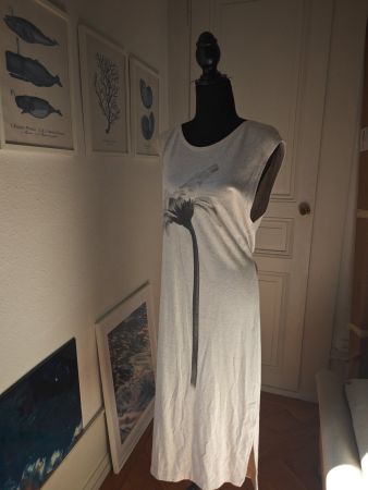 Osklen long beige knit flower print maxi dress Scandi M
