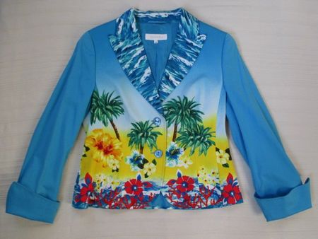 ESCADA Couture - Hawaii Palmen Print Jacke Blazer Gr. 40