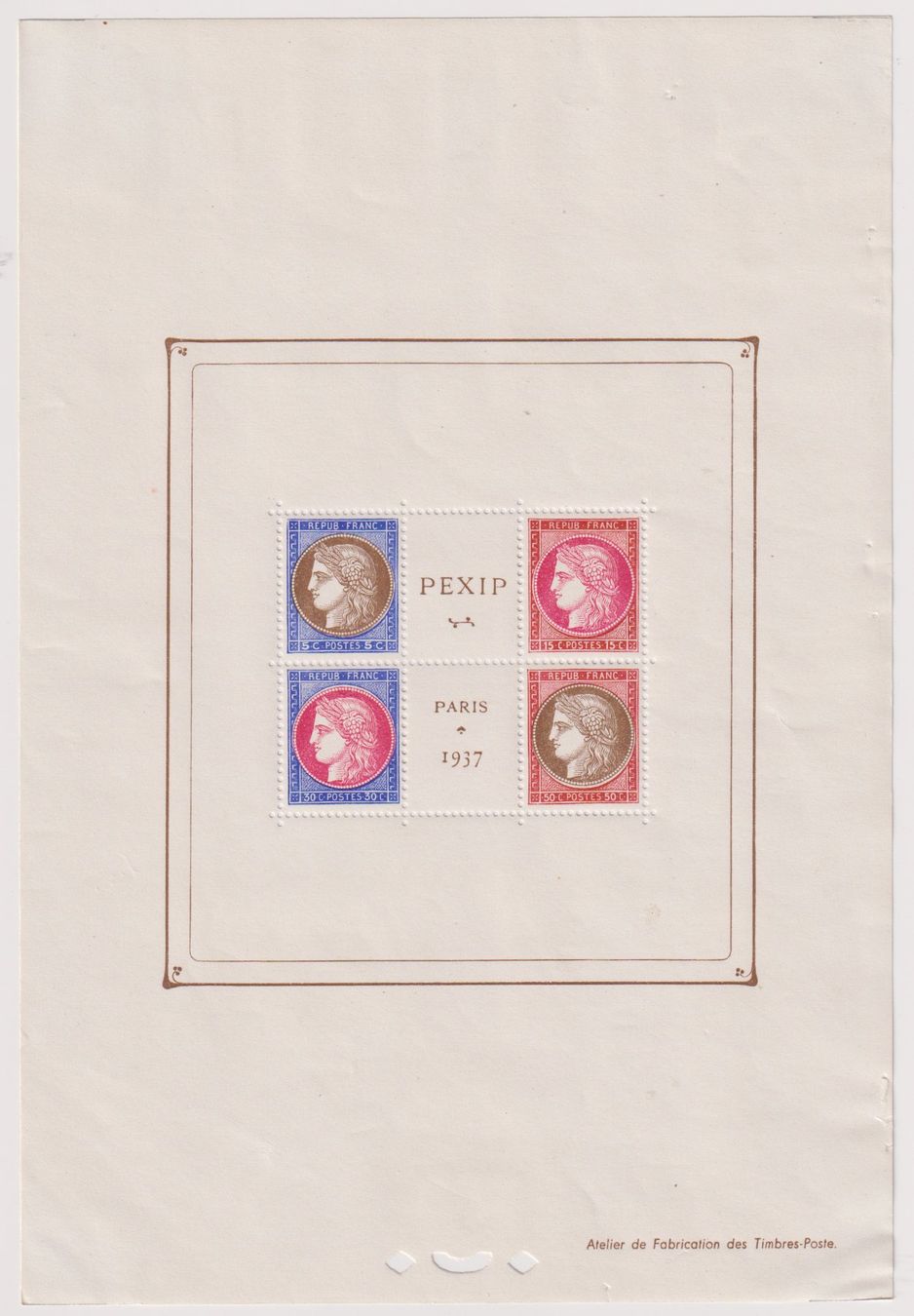 Tous les timbres: Frankreich 1937: PEXIP Block ** - Mängel – D'occasion à Eschlikon TG par PhilCon