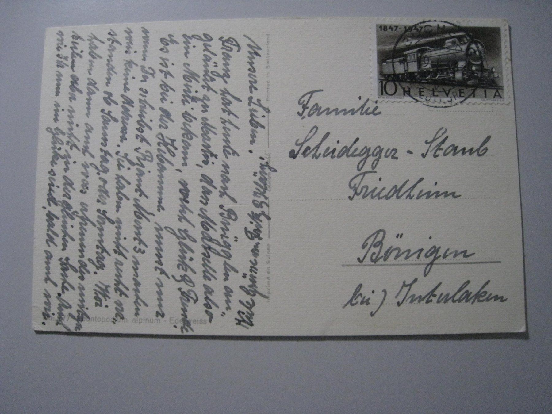 Cartoline postali: Bönigen Karte 1948 – Usato da Aarwangen venduto da Pinsel7890