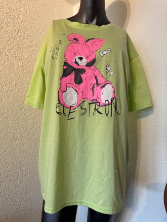 Oversize Damen T-Shirt in Neongrün Streetwear Oberteil Gr M
