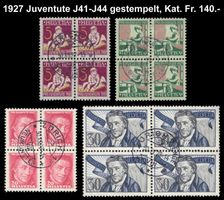1927 Pro Juventute 4er gestempelt J41-J44 Kat. Fr. 140.-