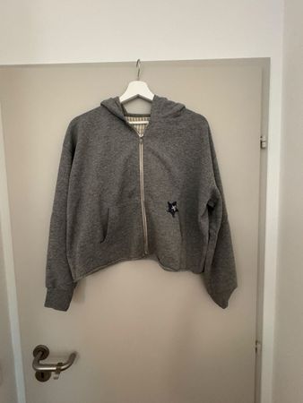 Grey zip hoodie with star detail size S