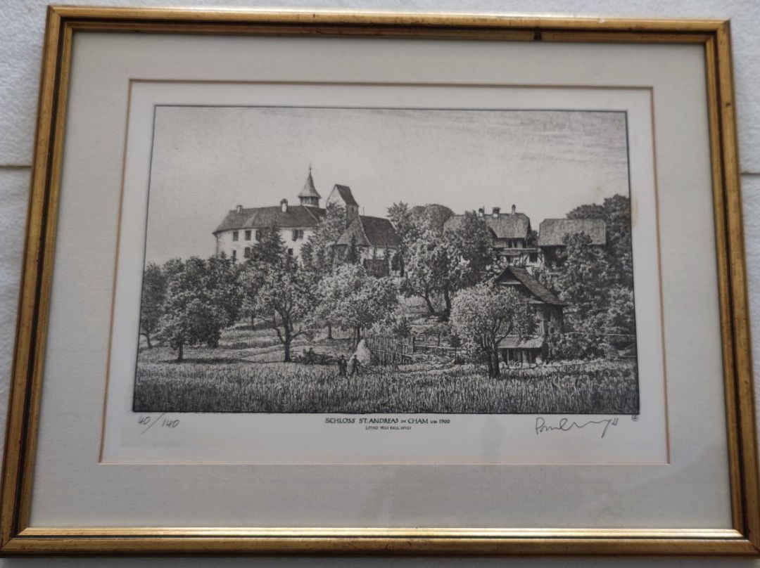 Grafica & Litografie: Original-Lithographie "Schloss Andreas in Cham um 1900" – Usato da Stäfa venduto da Rampensau