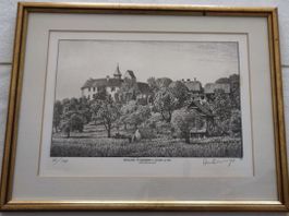 Original-Lithographie "Schloss Andreas in Cham um 1900"