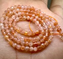 Echter Sonnenstein Edelstein-Strang – 3 mm facettiert