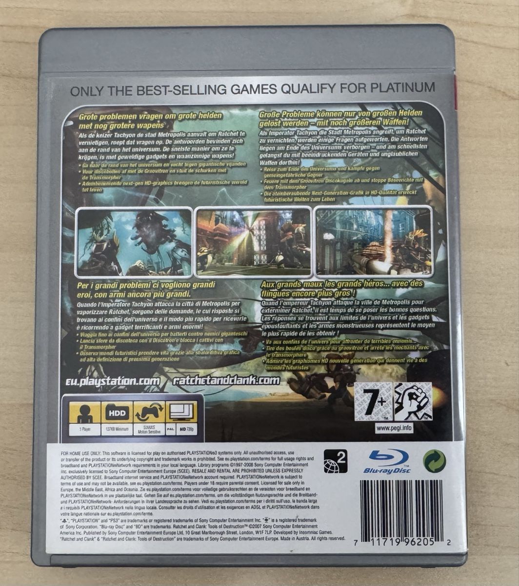 Sony Giochi: Ratchet & Clank: Tools of Destruction PS3 Platinum – Usato da Aarau venduto da Tastee 1