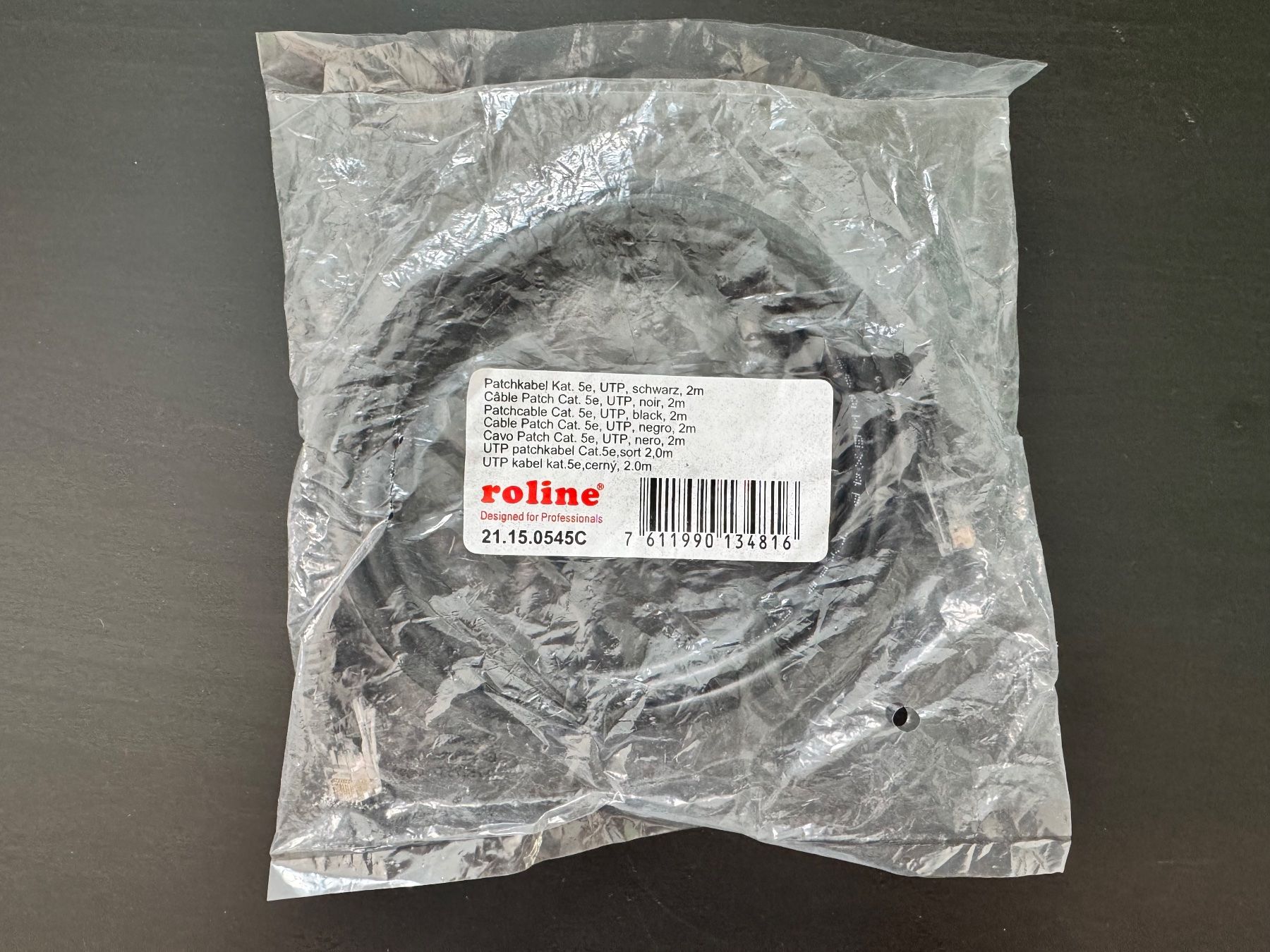 Kabel: Roline Ethernet Patchkabel Kat. 5e UTP, schwarz 2m – Neu und originalverpackt aus Löhningen von santafe06