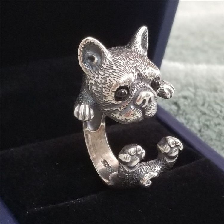 Bague Chien Carlin (Pug) En Argent Sterling 925 | Tailles 50 à 62 – Neuf Avec étiquettes