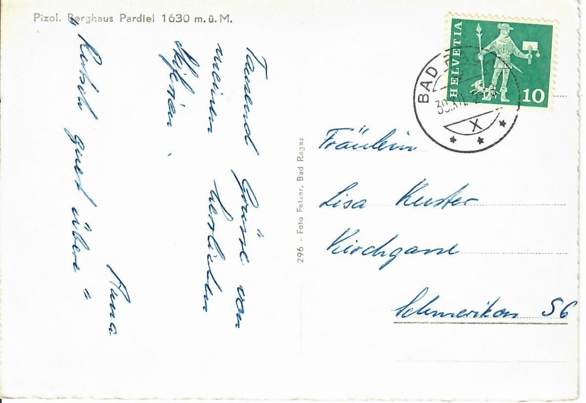 Cartoline postali: Pizol Berghaus Pardiel – Usato da Hochdorf venduto da Ziegel-16 1
