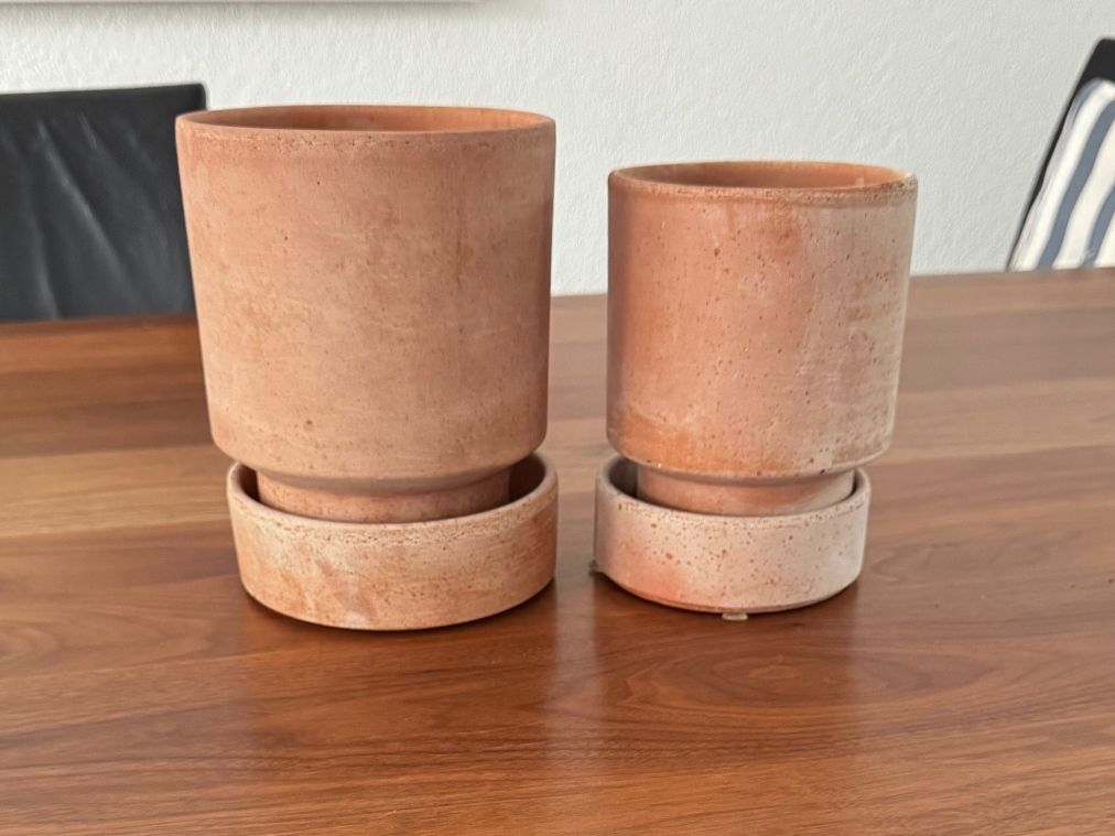 Vasi per fiori: Bergs Potter Hoff Pot Blumentopf+Unterteller 2er Set NP61 – Nuovo (secondo la descrizione) da Riehen venduto da To120 1