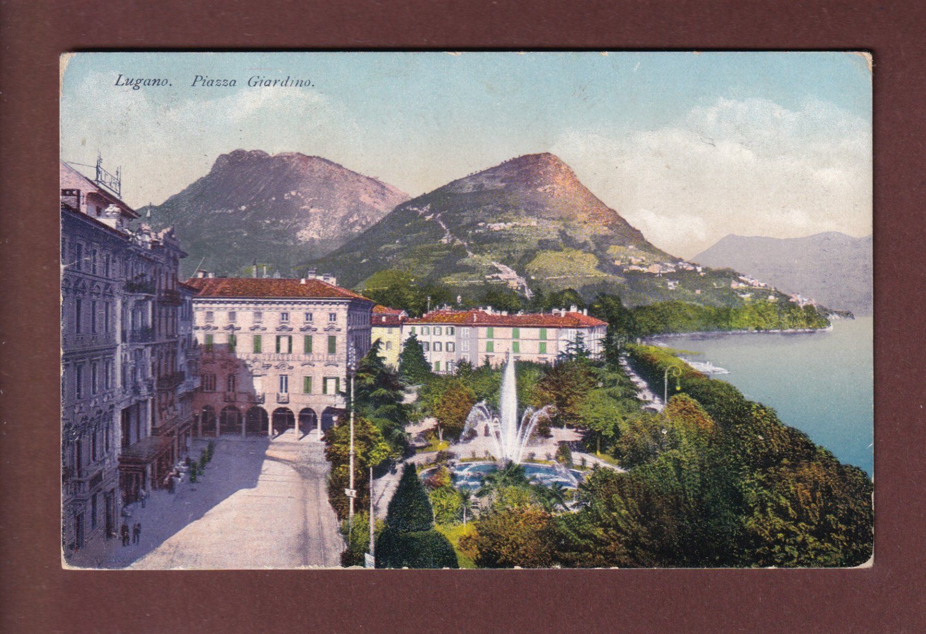 Cartoline postali: LUGANO - Piazza Giardino - Monte Brè - 1912 – Usato da Pully venduto da nicecards