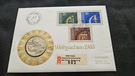 Raritäten Numisbrief Silber Liechtenstein Weihnachten 1983