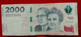 ARGENTINIEN BANKNOTE 2000 PESOS KURSGÜLTIG ZIRKULIERT