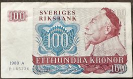 Sammlerstück: Schwedische 100 Kronen Note, Jahrgang 1980