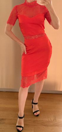 Kleid Satin Spitze Asos Grösse 32/34