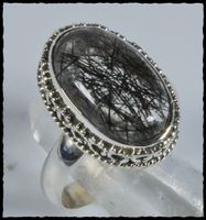 TOURMALINATED QUARTZ, Turmalin Quarz 925 Silber Ring