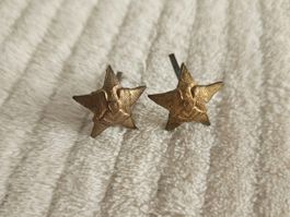 2x Militär Rangsterne / Schulterklappen-Sterne (goldfarben)