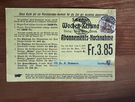 CH  Nachnahme Schw. Wochenzeitung  1913  (V965)