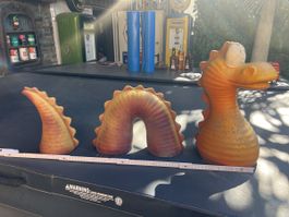 Gartenfigur Drache 3-teilig Kunststoff orange gebraucht