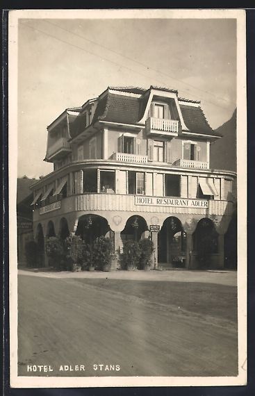 Cartoline postali: Stans, Ansicht vom Hotel Restaurant Adle – Usato da Berlin venduto da bartko-reher