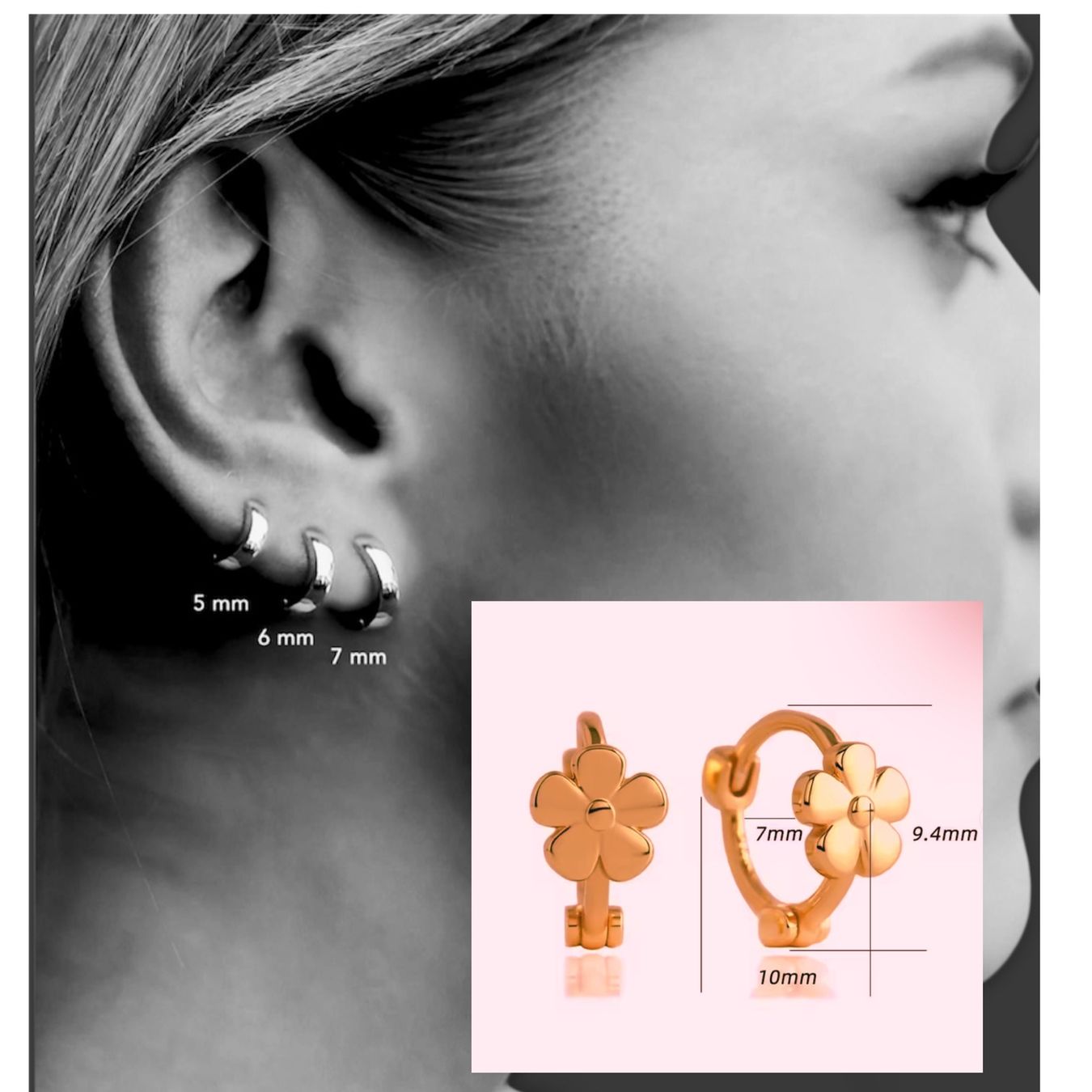 Orecchini pendenti & Orecchini a lobo: Small earrings. Flower Hoops. – Nuovo (secondo la descrizione) da Dübendorf venduto da S1973E 1