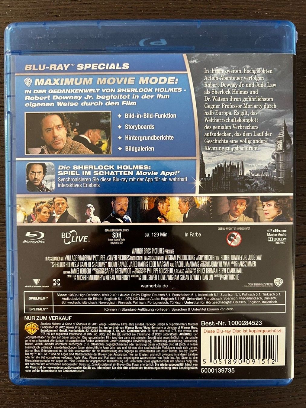 Tutti i DVDs: Sherlock Holmes - Spiel im Schatten – Usato da Zürich venduto da Blu-ray_ZH 1