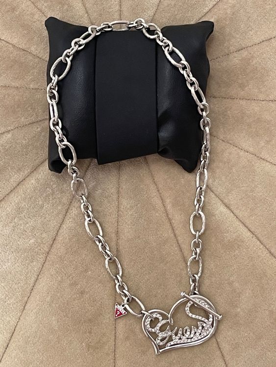 GUESS Damenkette „Herz Unendlichkeit“ – Aus Edelstahl Mit Kristallen | Ankerkette, 40 Cm (+8 Cm Verlängerung), Karabinerverschluss