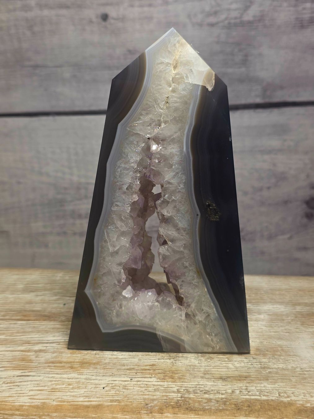 Minerali & Pietre curative: Amethyst-Achat Obelisk 495g – Nuovo e nell'imballaggio originale da Matzingen venduto da Shay_Crystalz