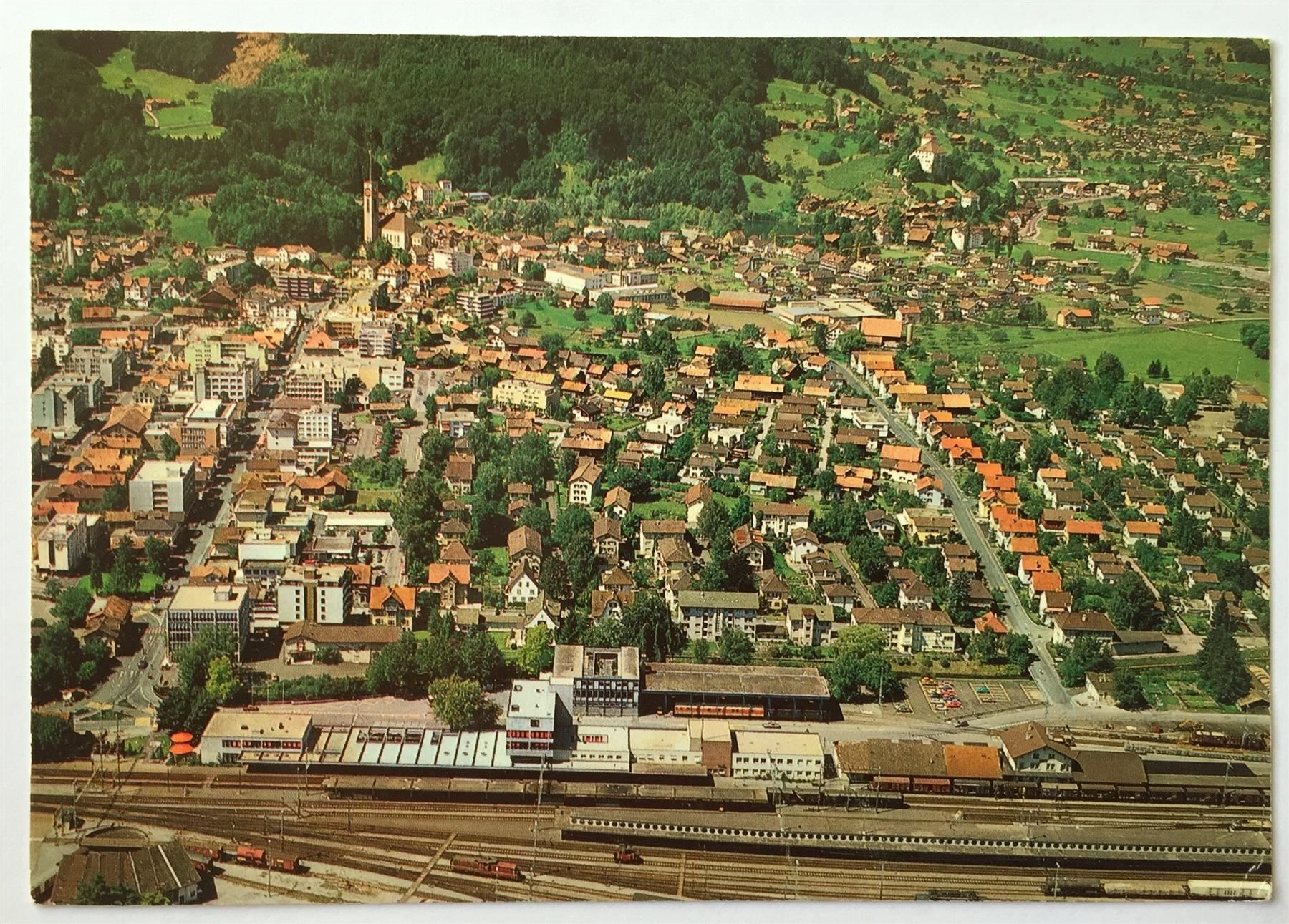 Cartoline postali: BUCHS SG Flugaufnahme - Bahnhof – Usato da Jona venduto da philajona