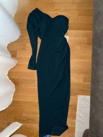 Elegantes Abendkleid Gr. 36 Dunkelgrün One-Shoulder