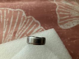 Edelstahl Ring 201 mit klassischem Mittelmuster,silberfarben
