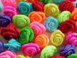 10 mini rose en satin Color MIXTE 1cm