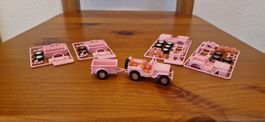 Micro jeep rose avec les roues roses avec remorque en 3D
