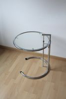 Eileen Gray Stil Beistelltisch Chrom Glas höhenverstellbar