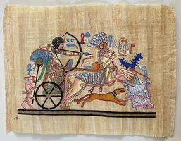 Ägyptischer Papyrus Hand gemalt Tutanchamun auf dem jagd