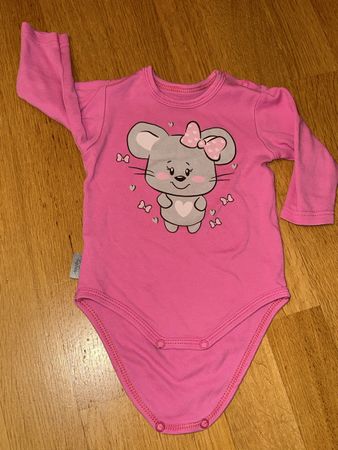 Süesser Baby Body Gr. 74, Langarm, Rosa mit Maus Motiv🐭