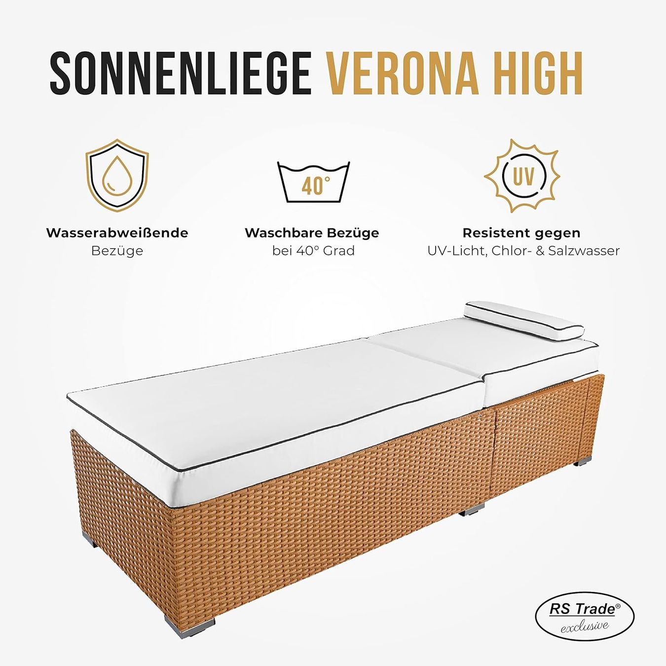 Attrezzatura professionale & Gastronomia: Sonnenliege Verona High mit Rollen – Nuovo e nell'imballaggio originale da Bottighofen venduto da zaap 1