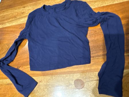 Damen Langarmshirt dunkelblau kurz geschnitten Gr. S
