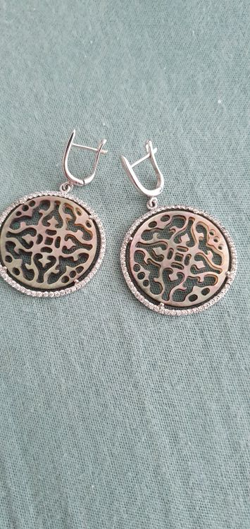 Boucles D'oreilles Pendantes Argent Massif – Zircons – Bijoux Femme