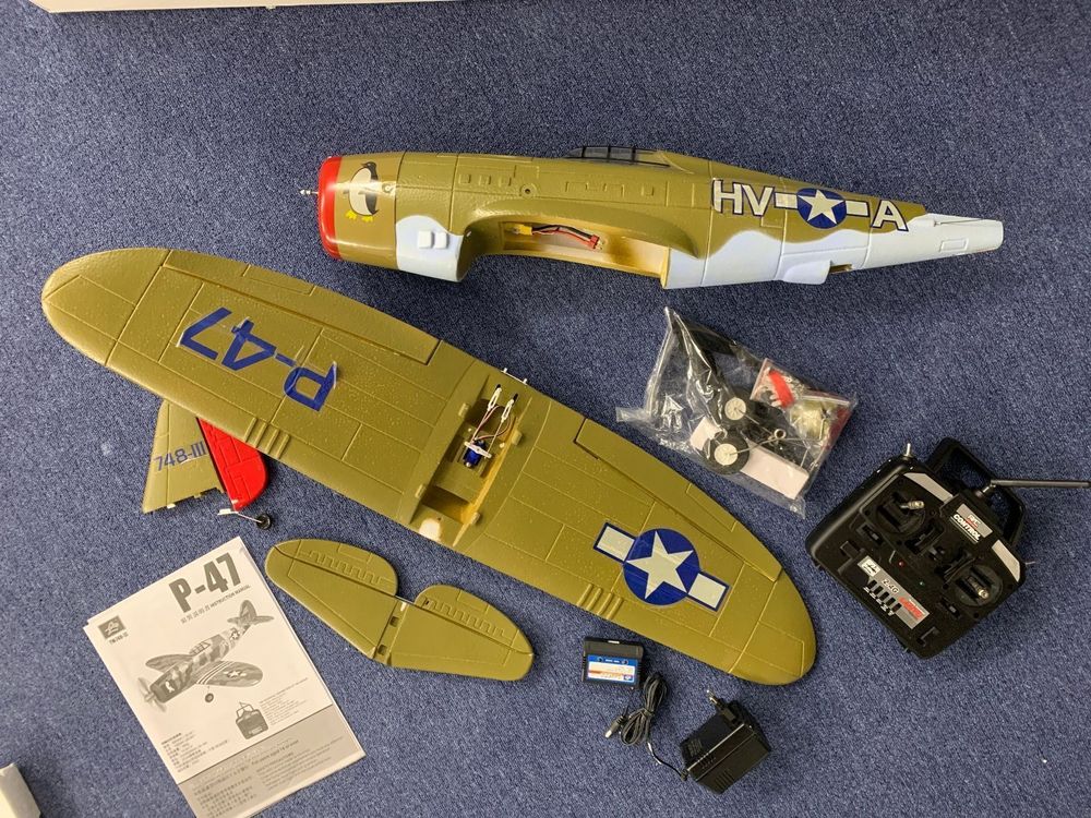Komplettset ohne Akku: RC P-47 Flugzeug Brushless,  2.4GHz 3