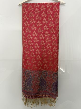 100% Kaschmirschal rot blau gemustert