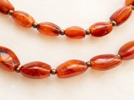 Echtes Karneol Halskette (Warmes Rot/Orange) Vintage.