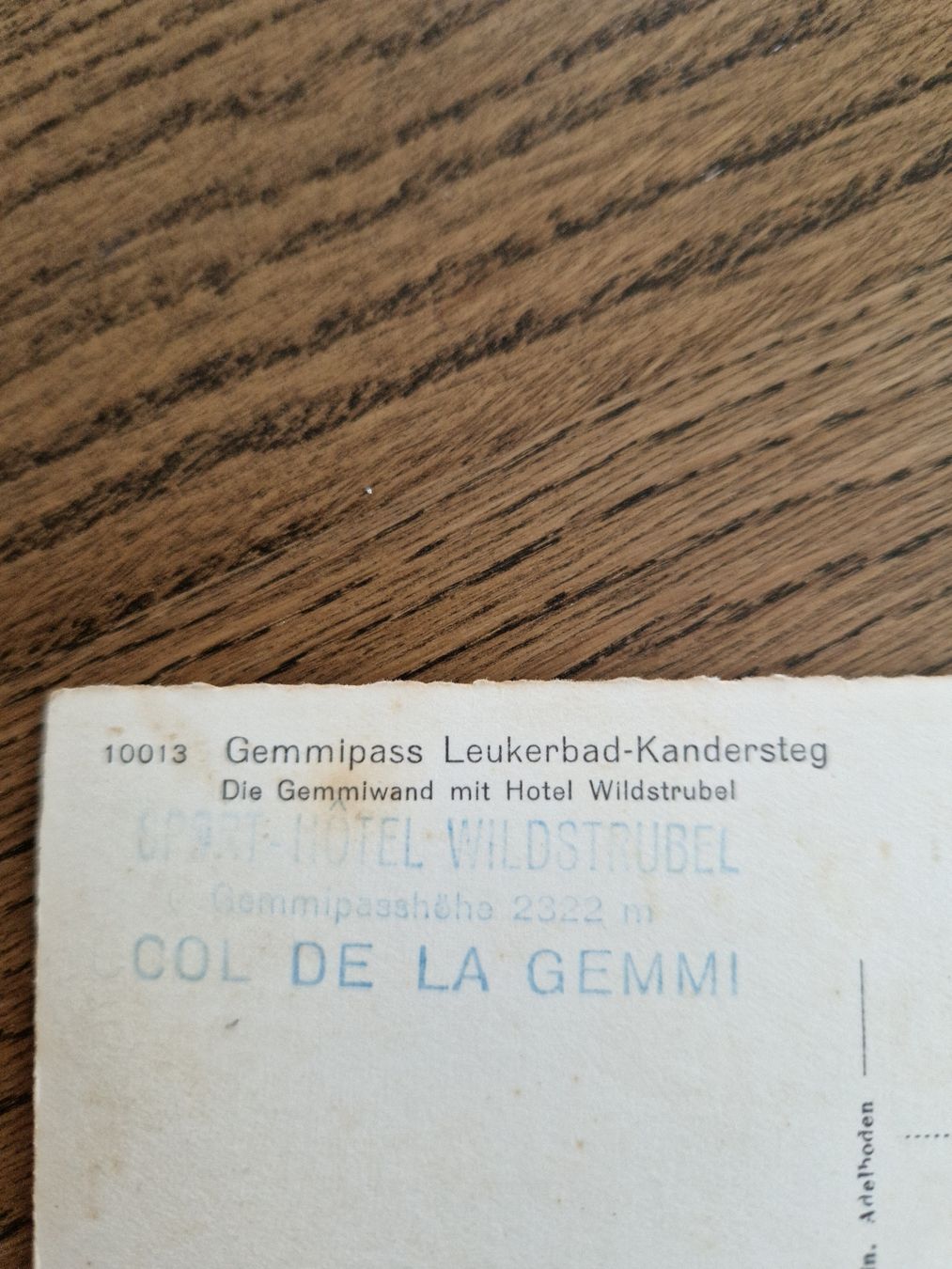 Ansichtskarten: Gemmipass, Hotelstempel Hotel Wildstrubel – Gebraucht aus Ebikon von Donar50 1