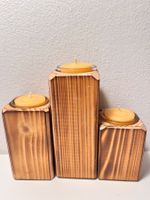 3er Set Kerzenständer aus Holz. Nicht benutzt