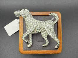 Vintage-Brosche in Hundeform mit Strasssteinen