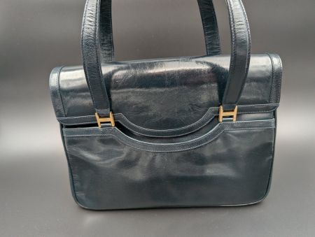 Diana Vicenza Vintage Leder-Handtasche Petrol Italien