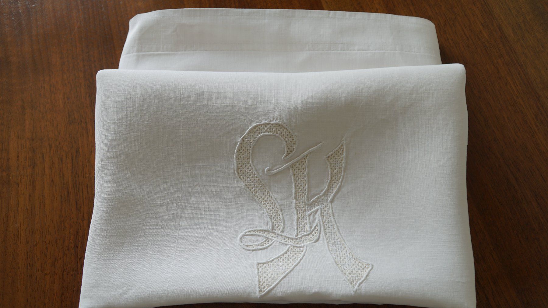 Biancheria da letto: Leinen Kissenbezug Monogram  LK – Usato da Bern venduto da Antikbatik