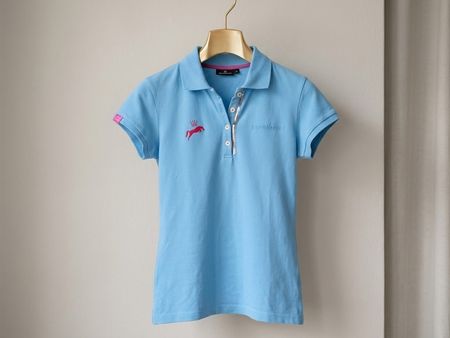 Damen-Poloshirt im Reitsport-Stil (Hellblau) Gr. XS -Wie neu