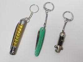 3 Stk. Schlüsselanhänger Messer 60's 80's ... unbenutzt